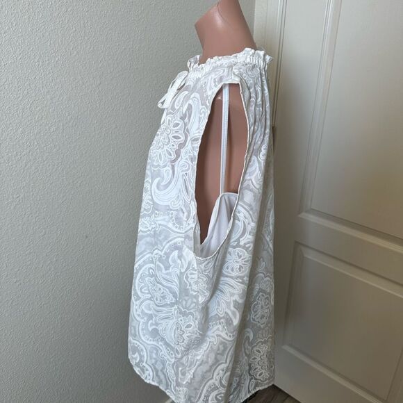 NWT Liz Claiborne White Paisley Sleeveless Tank Top Sz 2X - Picture 2 of 4